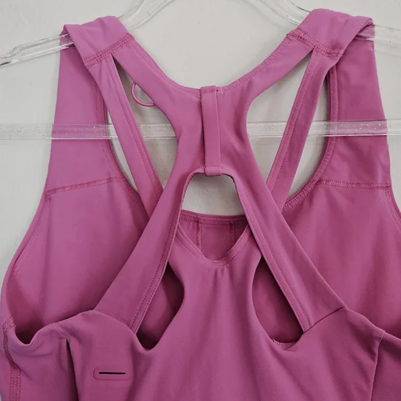 lululemon Pink Strappy Back Sports Bra w/ Side Zip Pocket Fits Size 6/Sm - Picture 7 of 8
